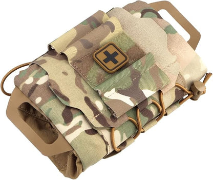 SABADO Rapid Deploy IFAK Pouch First Aid Kits Pack Tactical Two-piece System Medical Supply Holder Roll Carrier Hypalon Handle Outdoor Sport Hunting Bag Laminated Matting Fabric