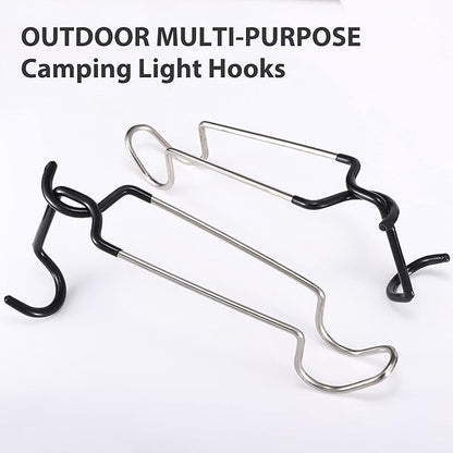 TOBWOLF 2PCS Outdoor Camping Lantern Hook Hangers Water Bottle Holder, Stainless Steel lamp Hanger Stand Water Bottle Bracket, Portable Non-Slip Tent Lamp Hook Cup Holder for Camping, Fishing, Hunting