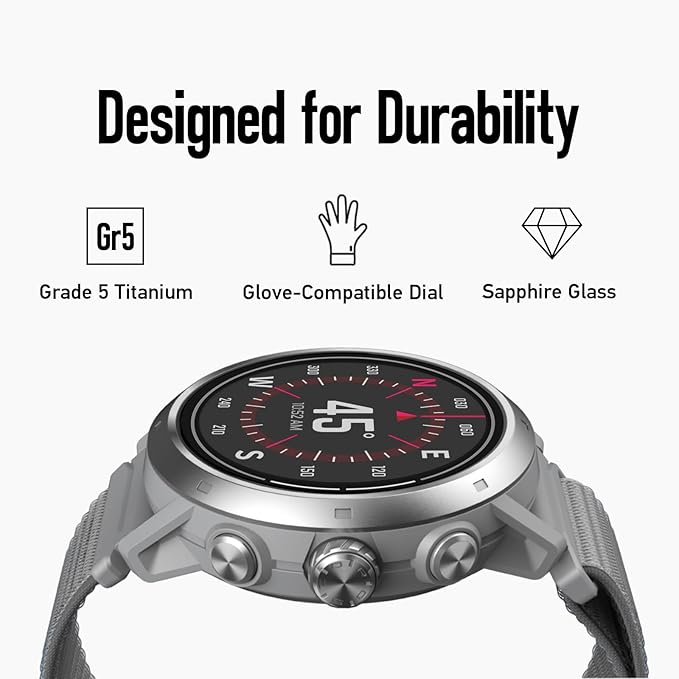 COROS APEX 2 Pro Outdoor GPS Watch, 1.3" Sapphire Titanium, 30-Day Battery Life, Dual-Freq GPS, On-Wrist Navigation, Offline Maps, Heart Rate Monitor, Track Sleep, Running, Biking, Climbing-Grey