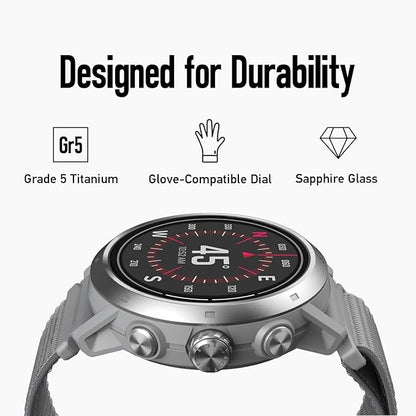 COROS APEX 2 Pro Outdoor GPS Watch, 1.3" Sapphire Titanium, 30-Day Battery Life, Dual-Freq GPS, On-Wrist Navigation, Offline Maps, Heart Rate Monitor, Track Sleep, Running, Biking, Climbing-Grey