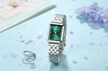 Roberto Marino RM1982 Women’s Luxury Watch Rectangular Gold – Japanese Quartz Movement, Vintage Stainless Steel Design, Silver Dial, Elegant Dress Timepiece, 3ATM Water Resistant – Reloj para Mujer