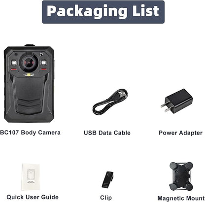 1512P HD Body Camera with Electronic Image Stabilization,13H Record Time, Built-in 3600mAH Battery, Police Body Camera with Audio Record, Night Vision for Law Enforcement(64G)