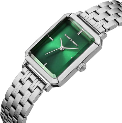 Roberto Marino RM1982 Women’s Luxury Watch Rectangular Gold – Japanese Quartz Movement, Vintage Stainless Steel Design, Silver Dial, Elegant Dress Timepiece, 3ATM Water Resistant – Reloj para Mujer