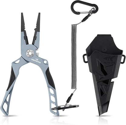 KastKing Gila 7.5-inch Fishing Pliers with Scissor Line Cutters, Aircraft Grade Aluminum Fishing Gear, Saltwater Resistant Fishing Tools, Non-Slip Rubber Handle