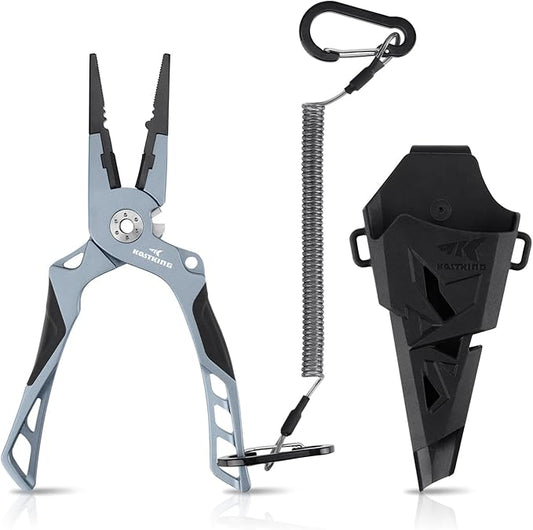 KastKing Gila 7.5-inch Fishing Pliers with Scissor Line Cutters, Aircraft Grade Aluminum Fishing Gear, Saltwater Resistant Fishing Tools, Non-Slip Rubber Handle