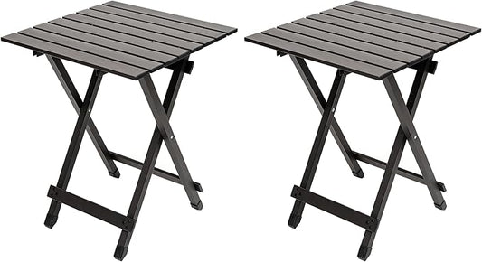 SUNNYFEEL Folding Camping Table - Lightweight Aluminum Portable Picnic Table, 18.5x18.5x24.5 Inch for Cooking, Beach, Hiking, Travel, Fishing, BBQ, Indoor Outdoor Small Foldable Camp Tables