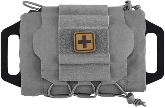 SABADO Rapid Deploy IFAK Pouch First Aid Kits Pack Tactical Two-piece System Medical Supply Holder Roll Carrier Hypalon Handle Outdoor Sport Hunting Bag Laminated Matting Fabric