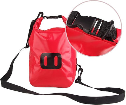 5L Waterproof First Aid Kit Bag Empty, Small Medicine Travel Storage Medicine Organizer Roll Top Dry Bag Cross Body, for Traveling, Camping, Kayaking, Boating, Beach, Red