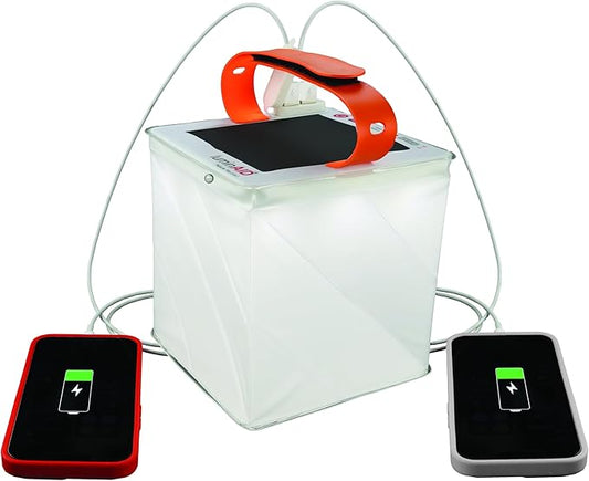 LuminAID Survivor Solar Lantern with Dual Phone Charger - Inflatable LED Lamp for Camping, Hiking and Travel - Emergency Light for Power Outages, Hurricane, Survival Kits