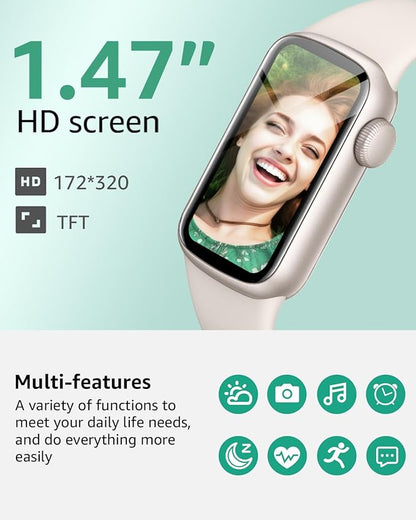 IMFRCHCS Fitness Tracker,Smart Watch with 1.47" Touch Display,137+Sport Modes Fitness Watch with Heart Rate Sleep Monitor, Step Counter,IP68 Waterproof Activity Trackers for Women Men