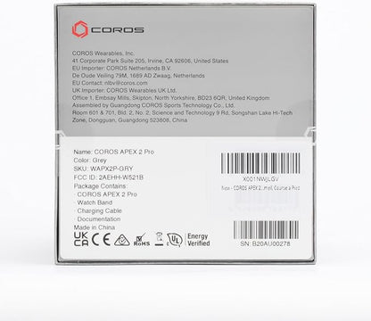 COROS APEX 2 Pro Outdoor GPS Watch, 1.3" Sapphire Titanium, 30-Day Battery Life, Dual-Freq GPS, On-Wrist Navigation, Offline Maps, Heart Rate Monitor, Track Sleep, Running, Biking, Climbing-Grey