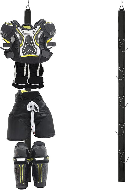 Hockey Hanger Portable Hanging Dryig Rack Hockey Gifts for Home and Outdoor Using in Ice Hockey Skating Football Camping Fishing 5 Hooks (Black)