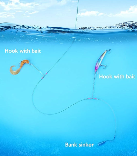 Fishing Leaders, Fish Line Stainless Steel Wire with Swivels Snap Connect Fishing Gear and Equipment Tackle Kit, for Lures Bait Rig Or Hooks, Fishing Gift
