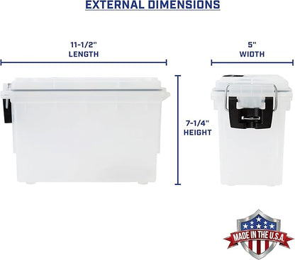 Sheffield 12635 Ammo Storage Box, Stackable .30 Cal Field Boxes, Water and Dust Resistant, Lockable Storage Box with Handle, Secures Hunting Gear, Supplies, and Bullets, Made in USA, Frost, 1-Pack