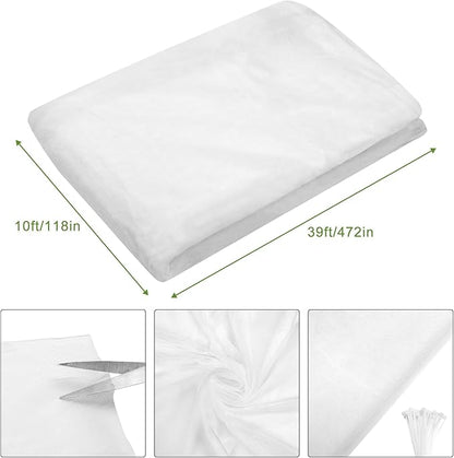 39 x 10 Ft Mosquito Netting for Patio, White Mosquito Net for Garden Protection Patio Screen Mesh Bird Insect Netting, Vegetables Fruits Garden Mesh Cover Pest Barrier from Birds Cicada Bugs