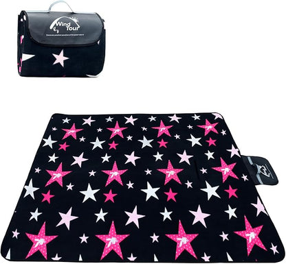 Wind Tour Family Outdoor Waterproof Durable Picnic Blankets with Carry Strap Foldable Sandproof Picnic Floor Mat for Kids Playground Camping Hiking Grass Travelling (1, Star -200 * 200cm)