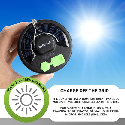 QuadPod Solar Camping Lantern for Camping - Portable Rechargeable LED Lamp Backup Power Bank Perfect for Hiking, Travel and More - Emergency Light for Power Outages, Hurricane, Survival Kits