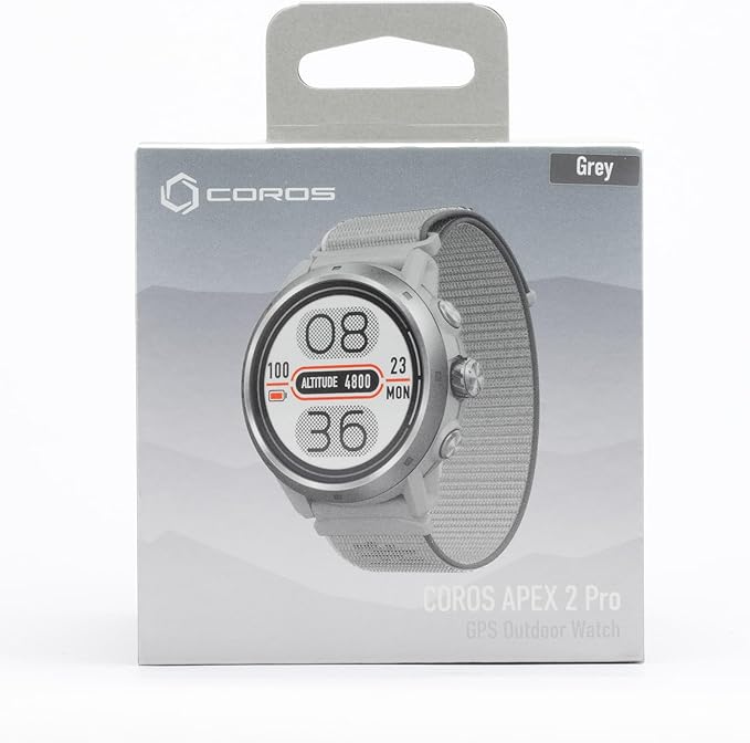 COROS APEX 2 Pro Outdoor GPS Watch, 1.3" Sapphire Titanium, 30-Day Battery Life, Dual-Freq GPS, On-Wrist Navigation, Offline Maps, Heart Rate Monitor, Track Sleep, Running, Biking, Climbing-Grey
