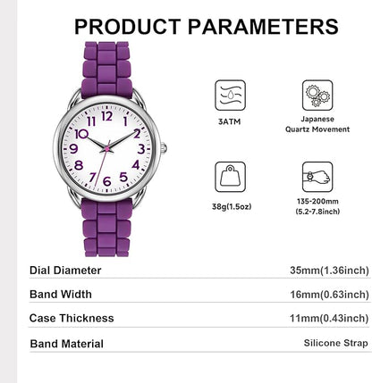 35MM Women's Watch Big Face Easy Reader Water Proof
