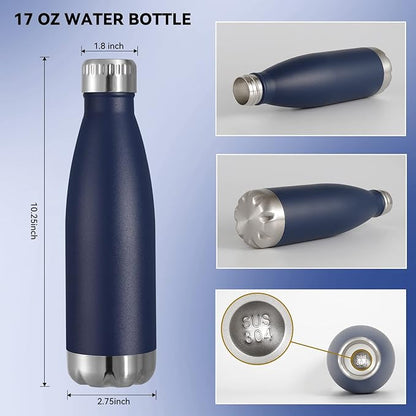 VEGOND 17oz Stainless Steel Water Bottles Bulk, Reusable Metal Sports Water Bottle Keeps Drink Hot and Cold, BPA Free Double Wall Vacuum Cola Shape Insulated Water Bottles for Camping Gym, 4 Pack