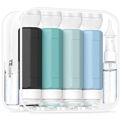 Redfly 17PCS Travel Bottles for Toiletries, TSA Approved Travel Size Containers, Leak Proof Travel Containers for Toiletries, Silicone Travel Kit for Shampoo, Conditioner, Lotion & Creams Gray