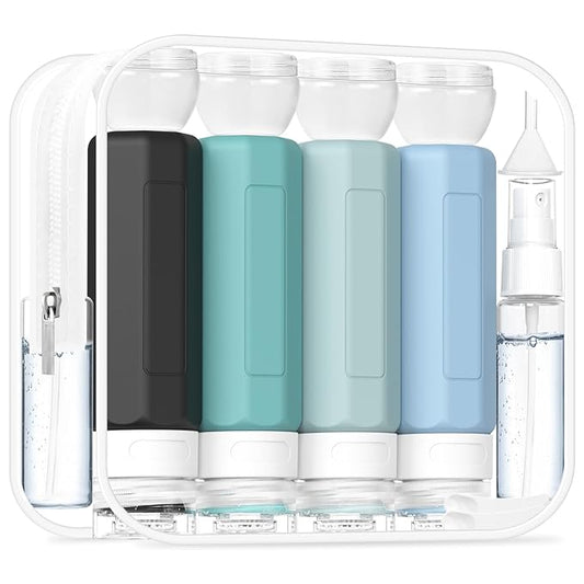 Redfly 17PCS Travel Bottles for Toiletries, TSA Approved Travel Size Containers, Leak Proof Travel Containers for Toiletries, Silicone Travel Kit for Shampoo, Conditioner, Lotion & Creams Gray