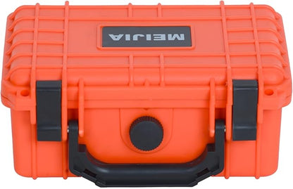 MEIJIA Portable All Weather IP67 Waterproof Protective Case, Hard Case,Camera Case With Customizable Foam,Fit Use of Drones, Cameras,Equipments, 8.12”x6.56”x 3.56” (Orange)
