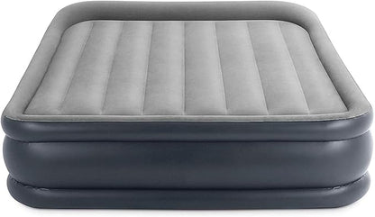 Intex 64135ED Dura-Beam Plus Deluxe Pillow Rest Air Mattress: Fiber-Tech – Queen Size – Built-in Electric Pump – 16.5in Bed Height – 600lb Weight Capacity
