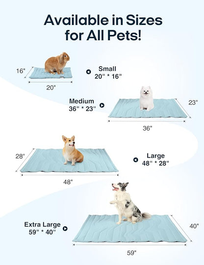 ZonLi Dog Cooling Mat, 48" x 28"Large, Reversible Cooling Pad for Dogs & Cats (Cool & Warm), Durable & Machine Washable, Pet Mat for Crate, Kennel, Bed, Sofa, Polar Blue