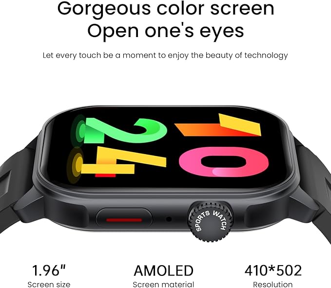 Smart Watch (Answer/Make Call), 1.96" AMOLED Touchscreen GPS Fitness Tracker for Men Women, Heart Rate SpO2 Monitor, Waterproof, Sleep & Activity Tracking Smartwatch for Android iOS