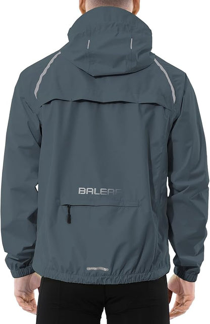 baleaf Men's Rain Jacket Waterproof Windbreaker Running Cycling Golf Hiking Gear Hood Lightweight Reflective Packable