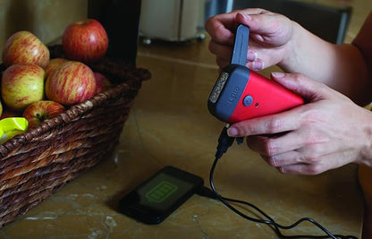 Eton American Red Cross Crank-Powered Clipray Clip-On Flashlight & Smartphone Charger, Hand Crank, Cherry Red, Commitment to Preparedness