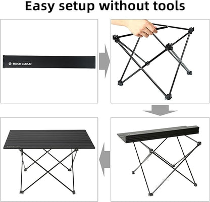 ROCK CLOUD Portable Camping Table Ultralight Aluminum Camp Table Folding Beach Table for Camping Hiking Backpacking Outdoor Picnic, Size L