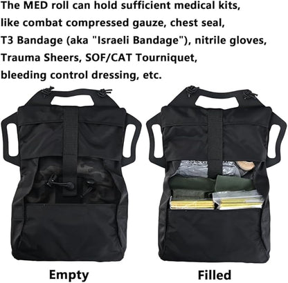 SABADO Rapid Deploy IFAK Pouch First Aid Kits Pack Tactical Two-piece System Medical Supply Holder Roll Carrier Hypalon Handle Outdoor Sport Hunting Bag Laminated Matting Fabric
