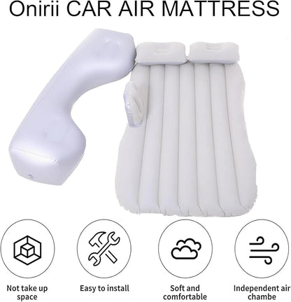 Inflatable Car Air Mattress Back Seat Bed,Thickened Car Travel Camping Air Mattress with Air Pump,Blow Up Bed Portable Car Sleeping Mattress for Car Universal SUV
