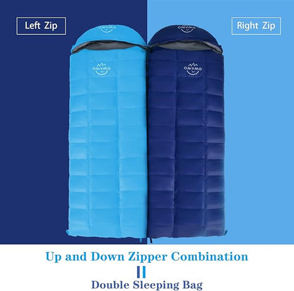 -10°F 0°F 10°F 15°F Down Sleeping Bag for Adults,800/650 Fill Power,Ultralight Wearable 4 Season Cold Weather Rectangle Sleeping Bag for Camping Hiking,Can be Used as a Down Blanket or Cloak