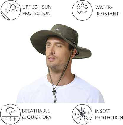 BASSDASH UPF 50+ Mosquito Sun Hat with Hidden Head Net and Neck Flap for Men Women Outdoor Fishing Hiking Camping FH16