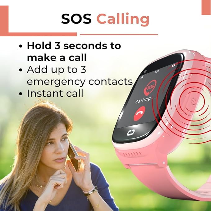 Smartwatch for Kids 3-12| 4G LTE GPS Tracker for Kids & Voice Calling, Texting, SOS Alerts, Camera, Fitness Tracker, Parental Control | Phone Watch for Boys & Girls- SIM Card (Pink)