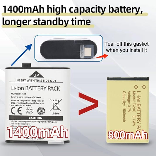 Walkie Talkies Long Range for Adults, Rechargeable Walkie Talkie Baofeng F22 FRS Radio Waki Taki Family Walkie-Talkie with 1400 mAh Battery USB Charger LED Flashlight VOX for Camping Hunting(2 Pack)