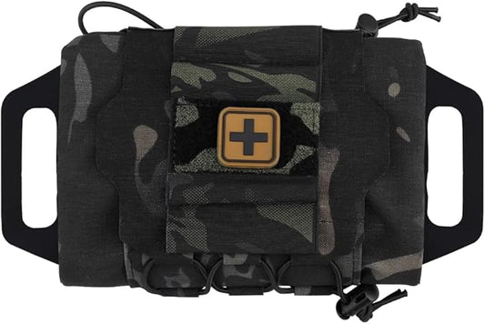 SABADO Rapid Deploy IFAK Pouch First Aid Kits Pack Tactical Two-piece System Medical Supply Holder Roll Carrier Hypalon Handle Outdoor Sport Hunting Bag Laminated Matting Fabric