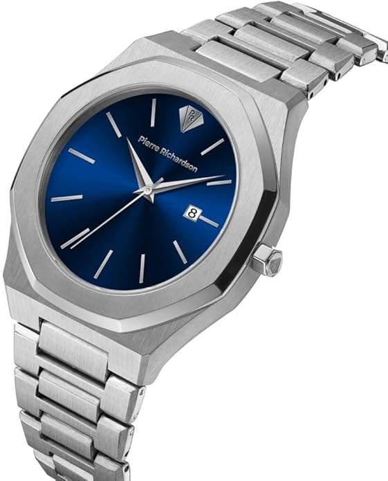 PIERRE RICHARDSON PR5428 Men’s Luxury Watch – Japanese Quartz Movement, Stainless Steel, 41mm, 5ATM Water Resistant, Scratch-Resistant Sapphire Crystal Glass – Classic Dress Watch for Men