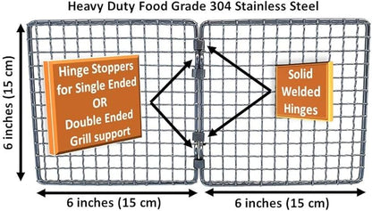 Portable Bushcraft Stainless BBQ Cooking Grill Grate, Bamboo Cutting Board, Burlap Bag, Mini Knife, Fire Starter Kits. Camping, Campfires, Backpacking, Hunting & Fishing Gear