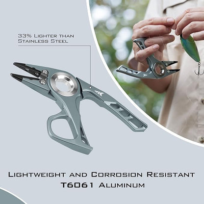 KastKing Micro Gila Fishing Pliers, Integrated Finger Hole, Aircraft Grade Aluminum, Fishing Tools, Saltwater Resistant Fishing Gear, Tungsten Carbide Cutters, Charcoal