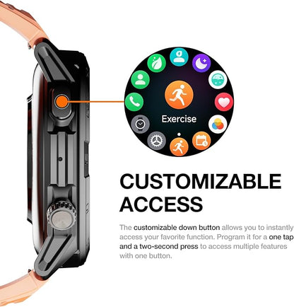 AGM Legion Pro Smart Watch with Offline Maps, Bluetooth Calling, AMOLED Gorilla Glass Display, Advanced Health Tracking, Gyroscope, DIY Dial, 5 ATM & IP69 Multisport GPS Fitness Watch, 2 Stylish Bands