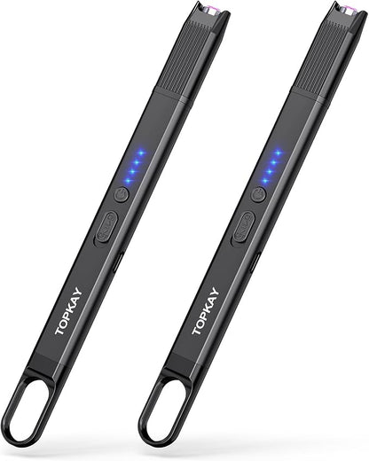 2 Pack Electric Candle Lighter Windproof Flameless USB Rechargeable Plasma Arc Long Lighter for BBQ Grill Firework Kitchen Camping.