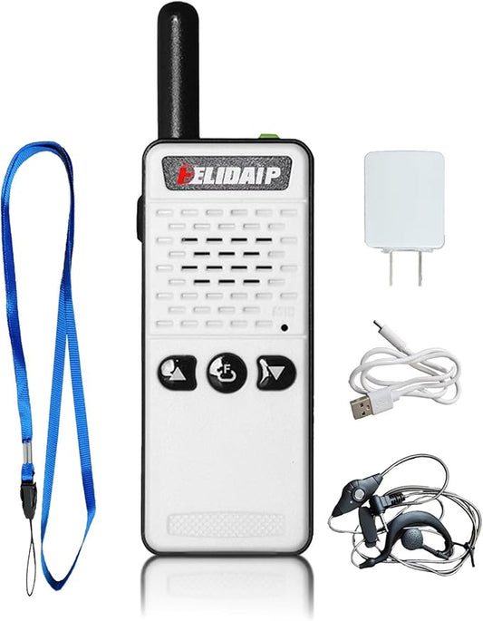 T-M2 Super Mini Walkie Talkie for Adult Kids,Rechargeable Portable FM Transceiver,Small Two Way Radio for Supermarket,Hotel,Outdoor Sport,Hiking,Camping,Indoor,Family Trip,White 1 Pack