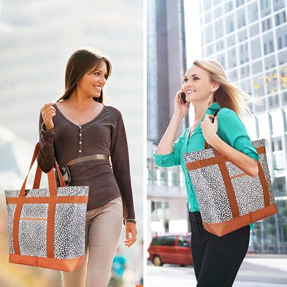 Insulated Reusable Tote Bag for Grocery Shopping for Women/Men, Pizza/Food Delivery Bag to Keep Food Cold/Hot for Uber Eats/Doordash/Grubub, Cooler bags for Travel/Beach/Picnic, Cow Print