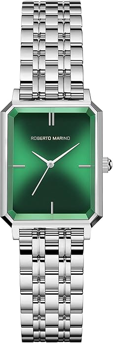 Roberto Marino RM1982 Women’s Luxury Watch Rectangular Gold – Japanese Quartz Movement, Vintage Stainless Steel Design, Silver Dial, Elegant Dress Timepiece, 3ATM Water Resistant – Reloj para Mujer