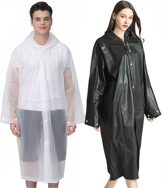 Rain Ponchos Raincoats for Adults Women Men, Reusable 2 Pack Rain Jacket Coats with Hood for Family Disney Camping Hiking