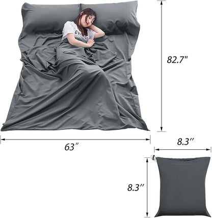 Sleeping Bag Liner Lightweight Compact Sleeping Bag Sack Portable Clean Travel Sheet Camping Sleep Sheet for Backpacking Hotel Hiking